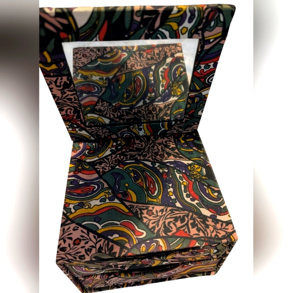 Vintage Gorgeous Fabric Floral Abstract Cardboard Organizer Storage Boho